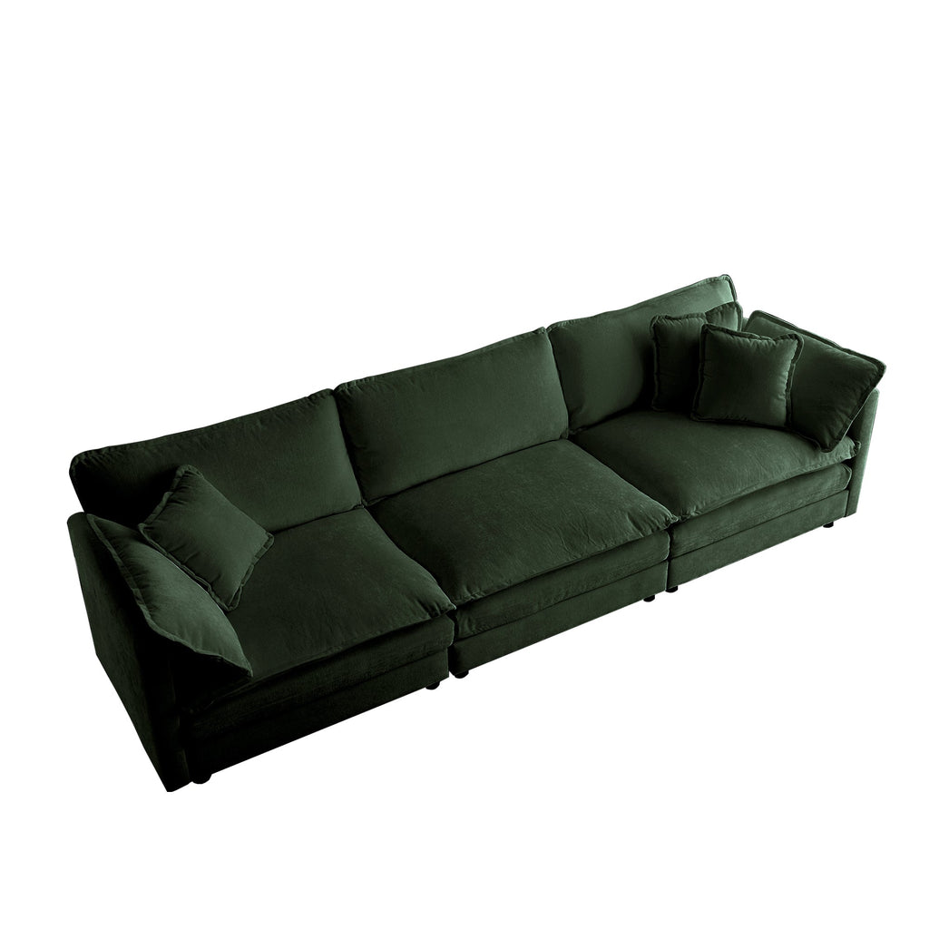 2-Piece Upholstered Sectional Sofa Set in Green Chenille