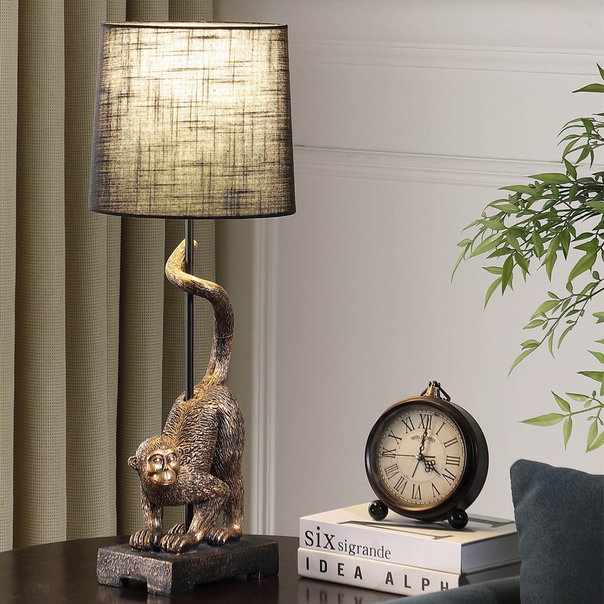 24" Wildlife Old World Antique Bronze Capuchin Monkey Table Lamp