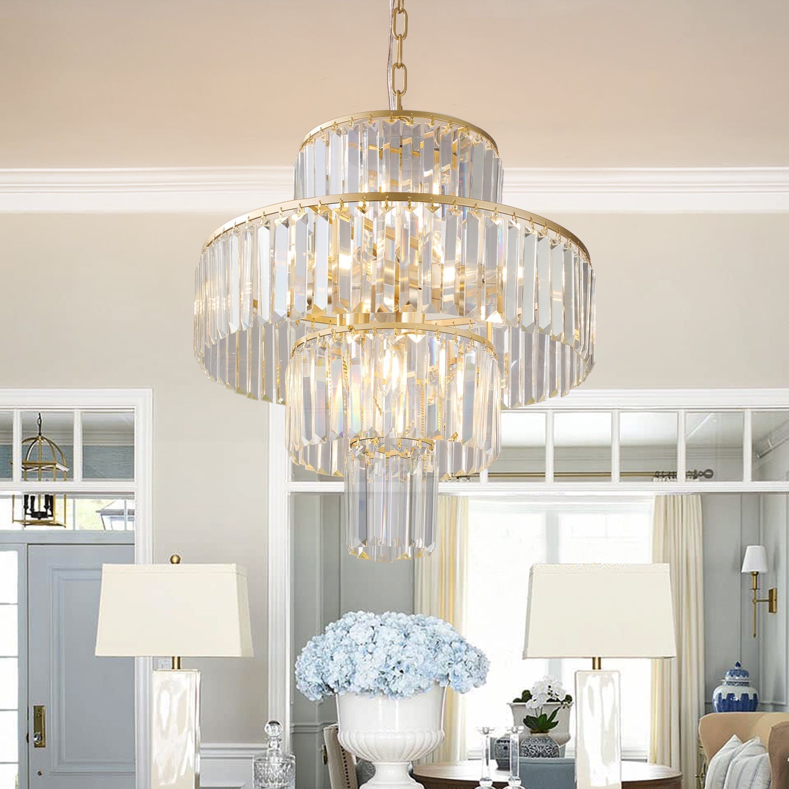 20' Modern Crystal Chandelier with Gold Finish