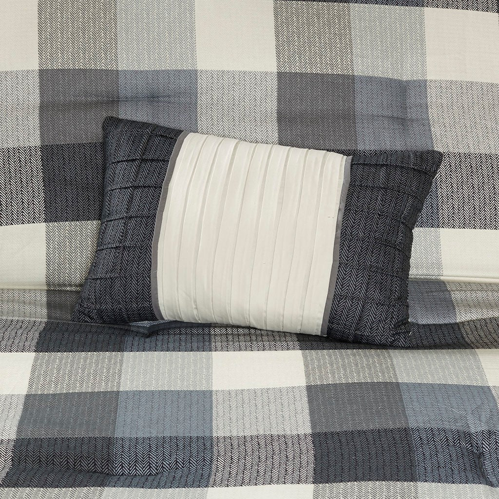 7 Piece Herringbone Comforter Set Grey Cal King