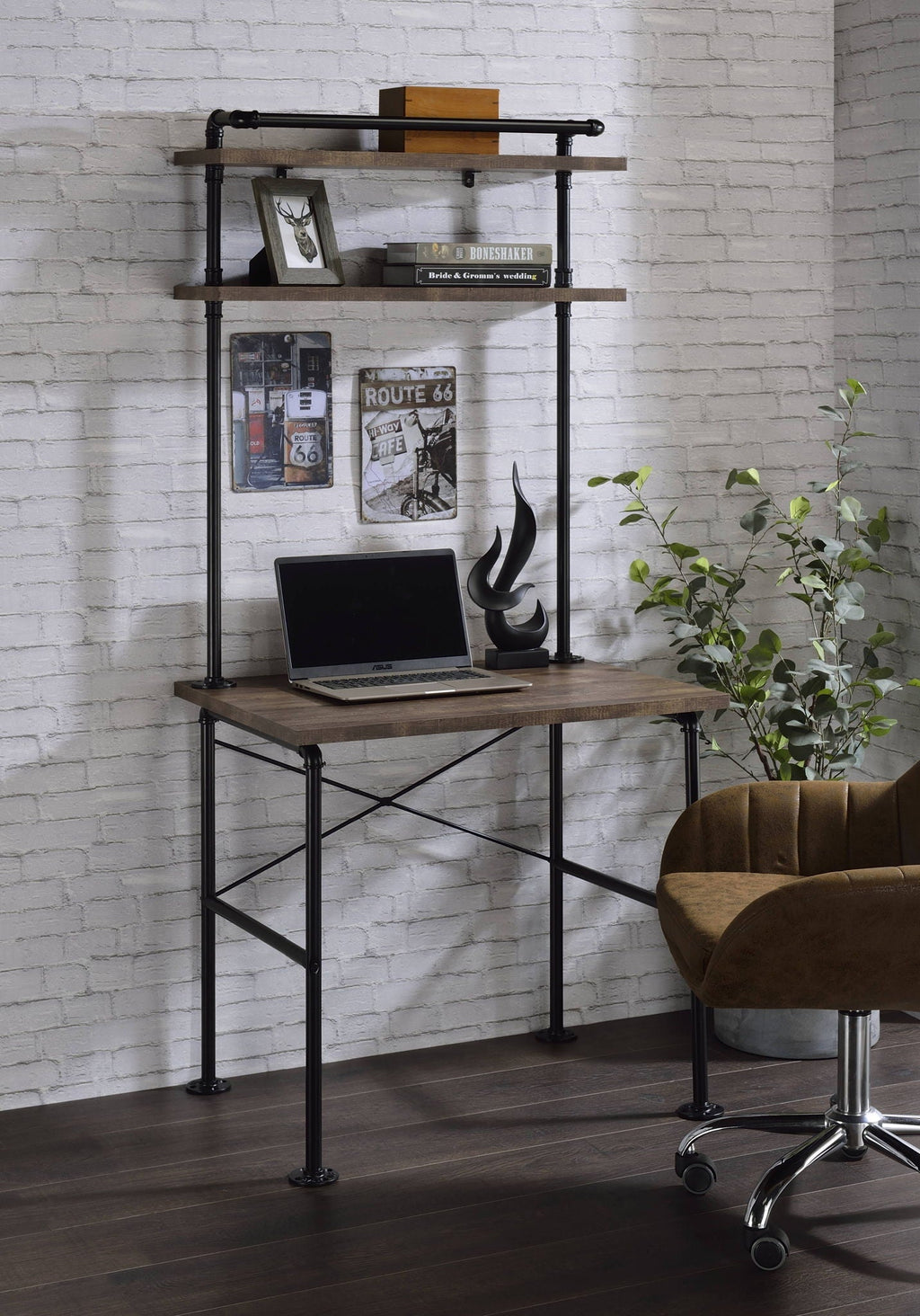 Ensata Rustic Writing Desk - Black / Oak