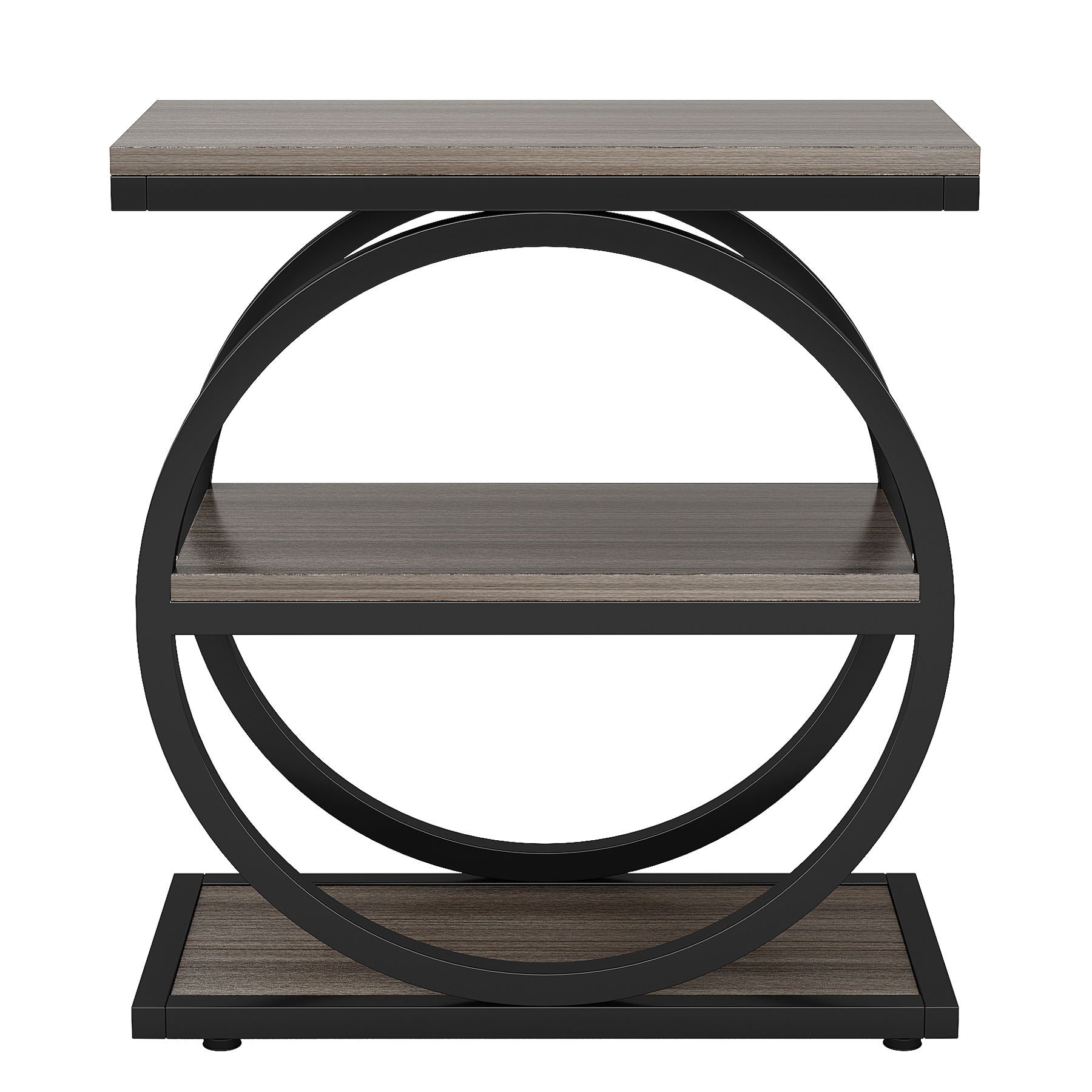 Industrial Narrow End Table With 3 Shelves