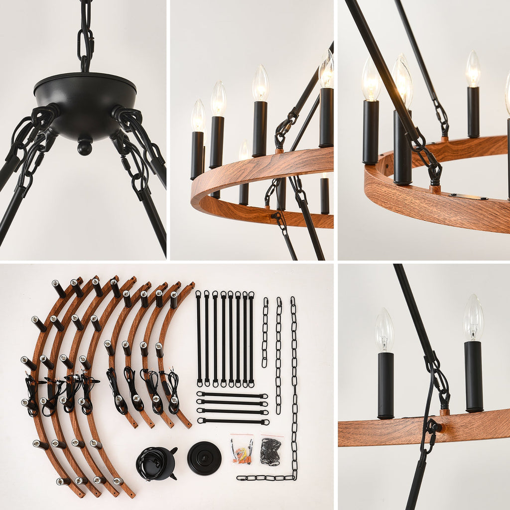 47.24 Inch Large Wagon Wheel Chandelier