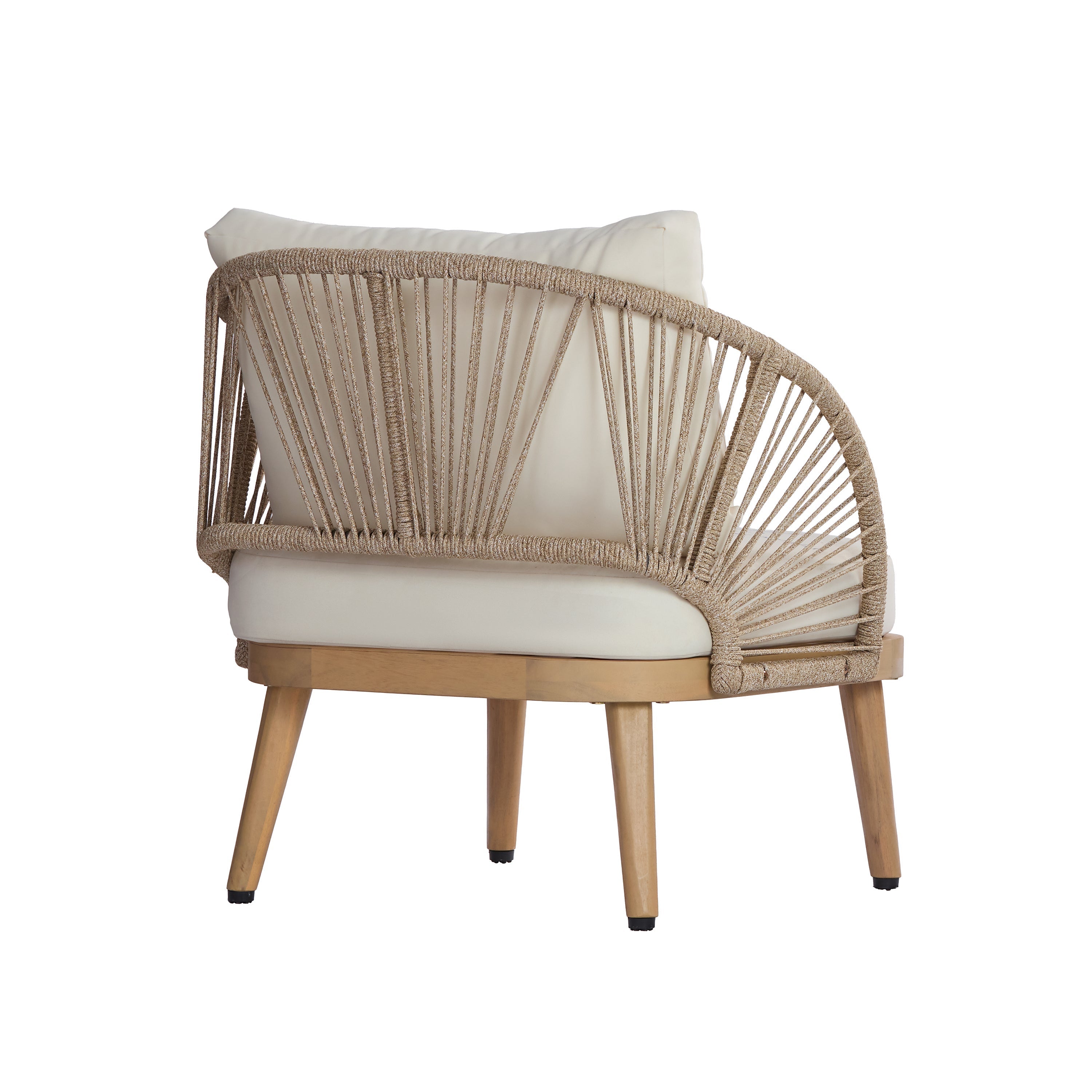 Acacia Wood Outdoor Club Chair, Curved Tub Design Patio Chair