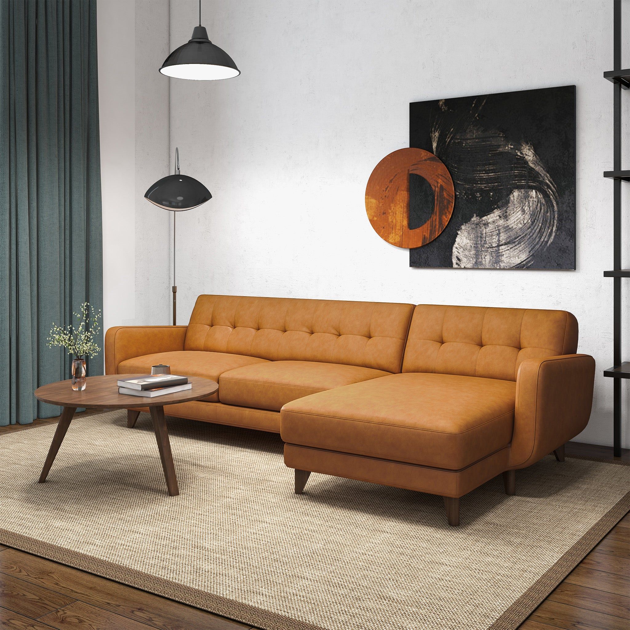 Allison - Mid-Century Modern Sectional Sofa Chaise