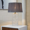 Luxora Decorative Glass Table Lamp with Gold Finish and Grey Shade