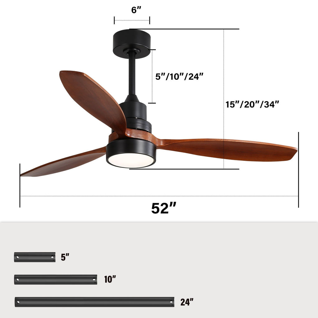 Ceiling Fan With Reversible DC Motor, LED Light & Remote Control