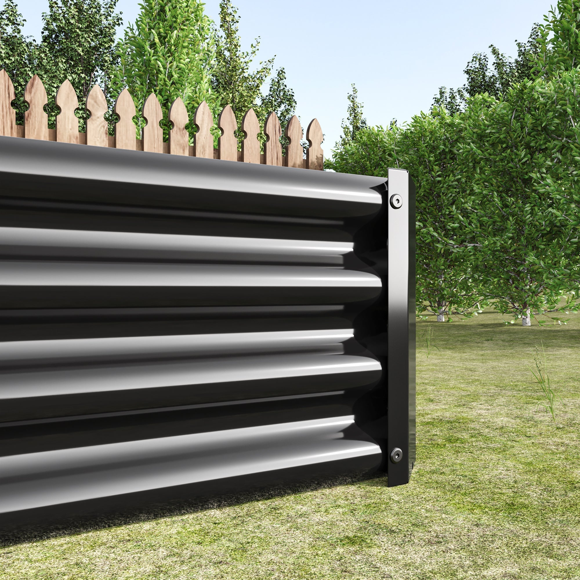 Raised Garden Bed Kit - Metal 7.6x3.7x0.98 ft Black