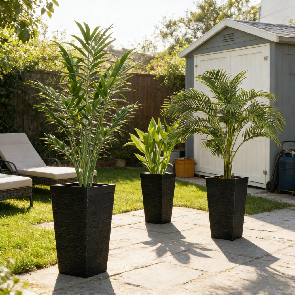 Modern Design Stackable Tapered Planters, Set of 3 Outdoor Planters