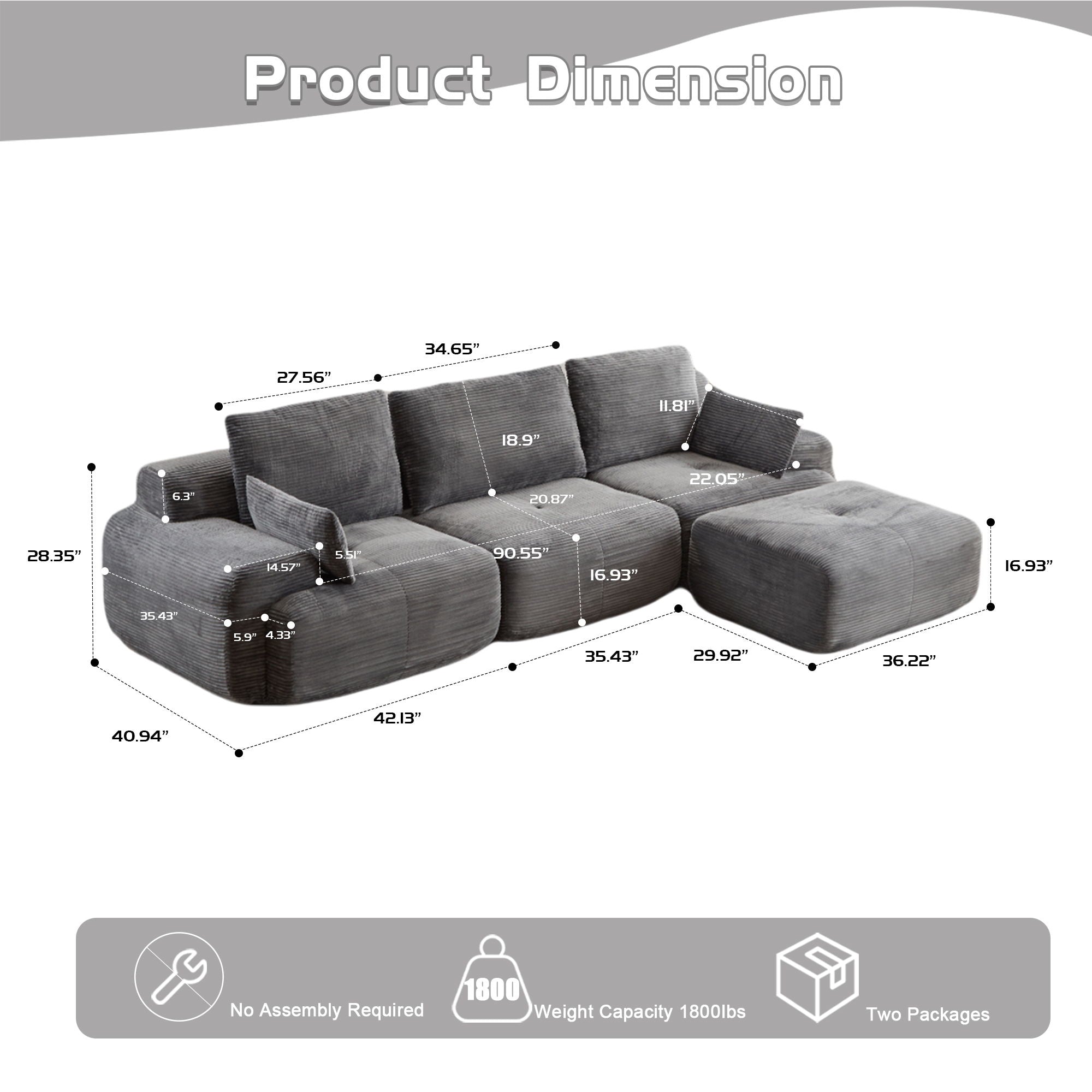 Compressed Sofa Large Sectional Couches for Living Room