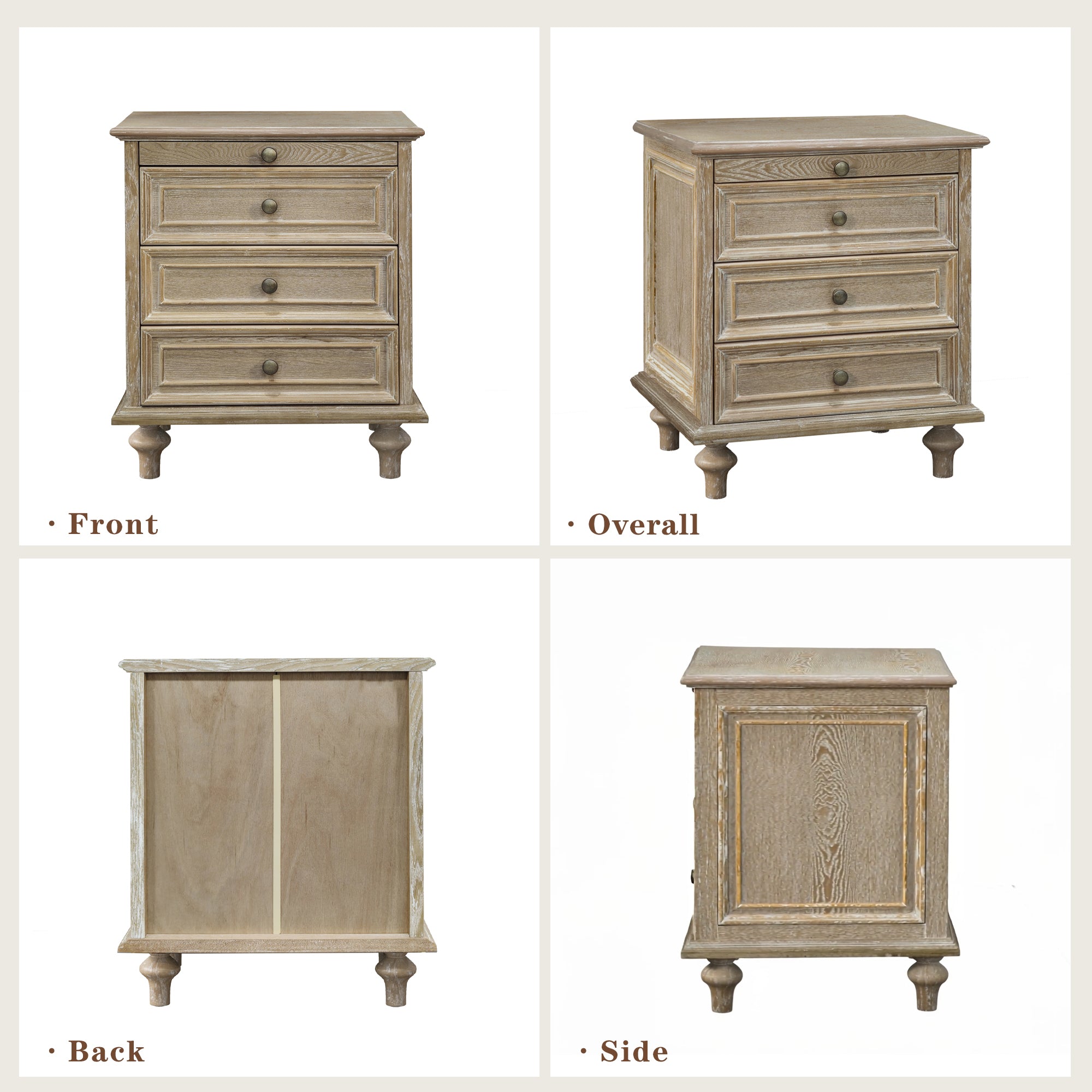 Farmhouse Nightstands with 4 Drawers and Pull-Out Shelf
