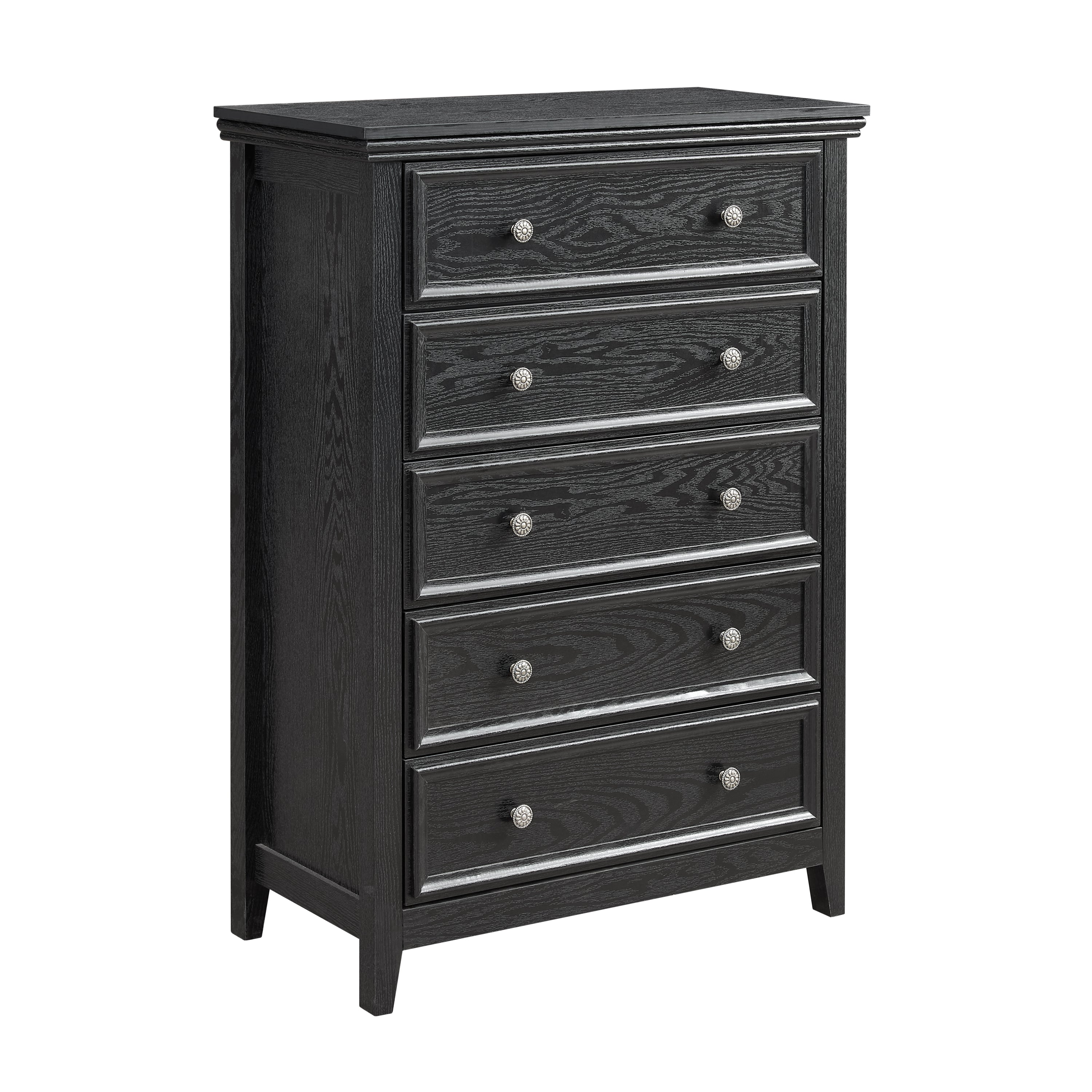 Modern 5-Drawer Black Dresser for Living Room Storage