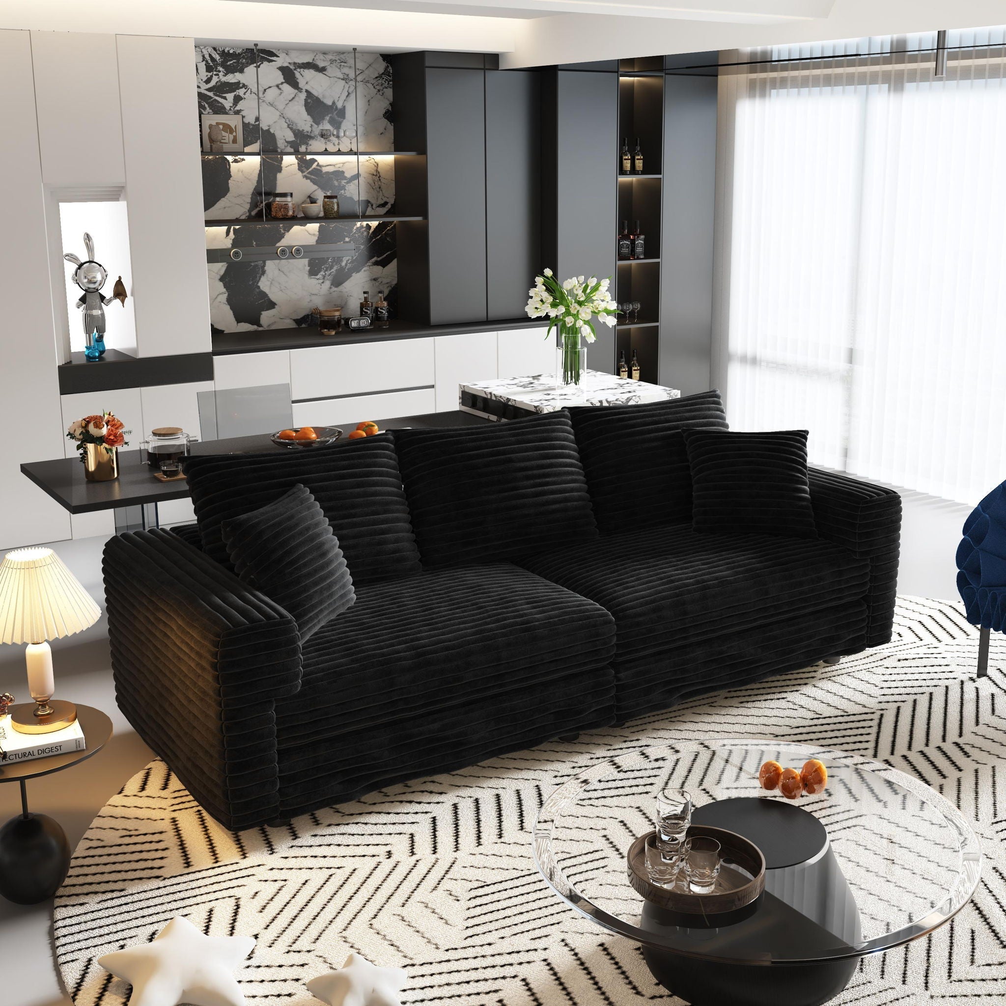 4 Seat Modern Comfy Upholstered Sofa Cloud Couch