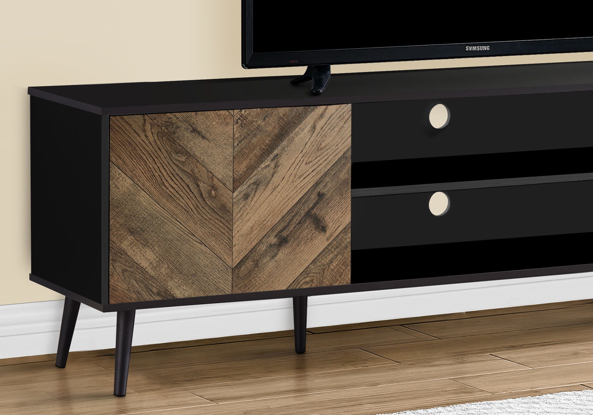 TV Stand, Console, Media Entertainment Center, Storage Cabinet, Modern Design - Black
