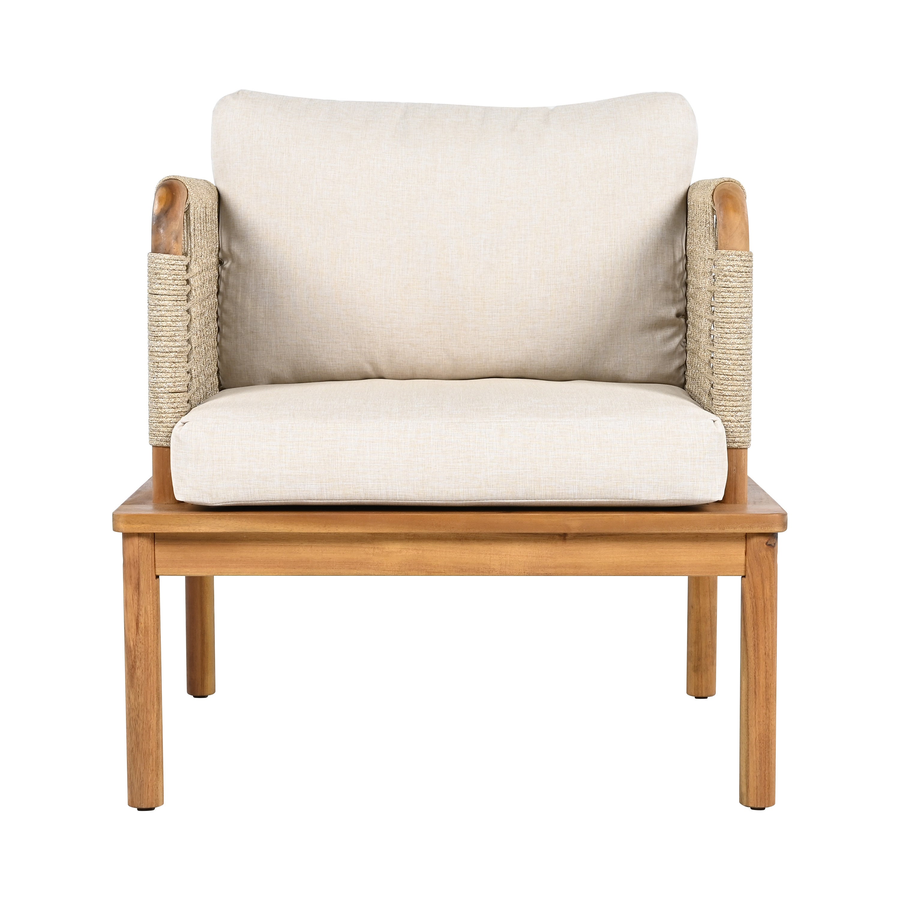 Outdoor 5-Piece Acacia Wood and Rope Patio Sofa Set