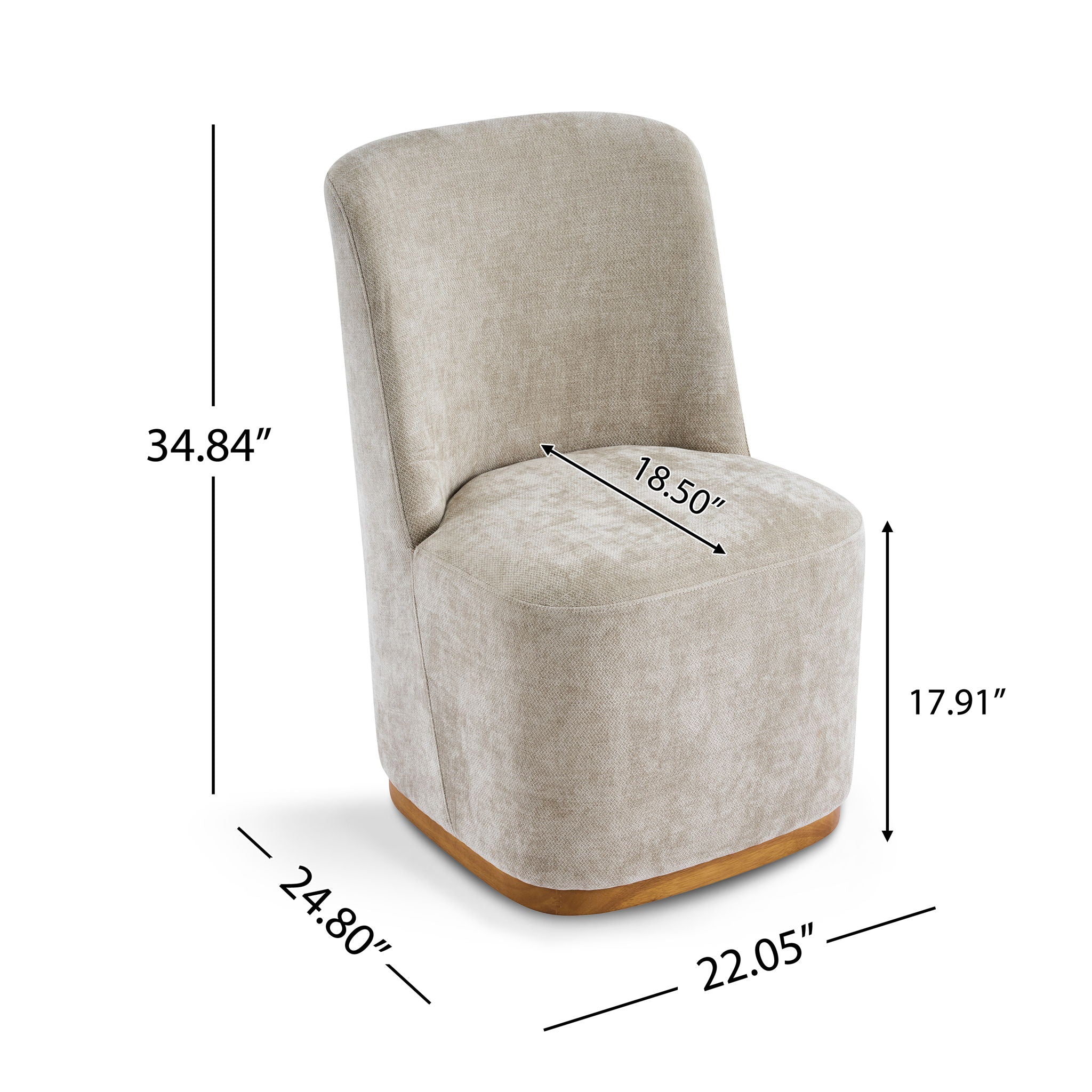 Indoor Upholstered Dining Chair (Set of 2) with Sturdy Frame - Oatmeal