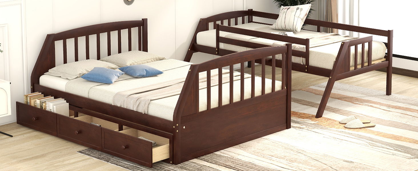 Bunk Bed With Drawers, Ladder And Storage Staircase