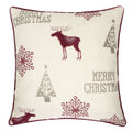 Merry Christmas Embroidered Poly Linen Throw Pillow 20x20