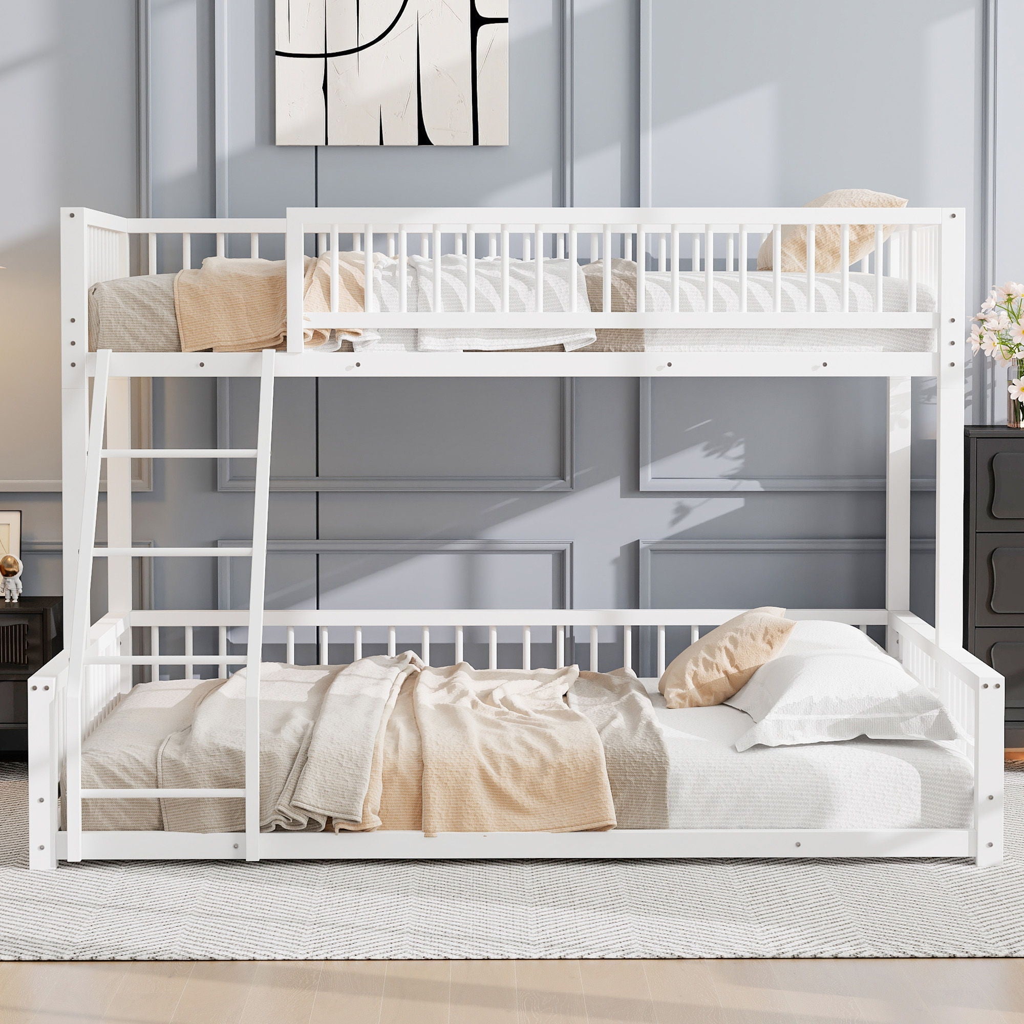 Bunk Bed With Ladder And Safety Guardrails