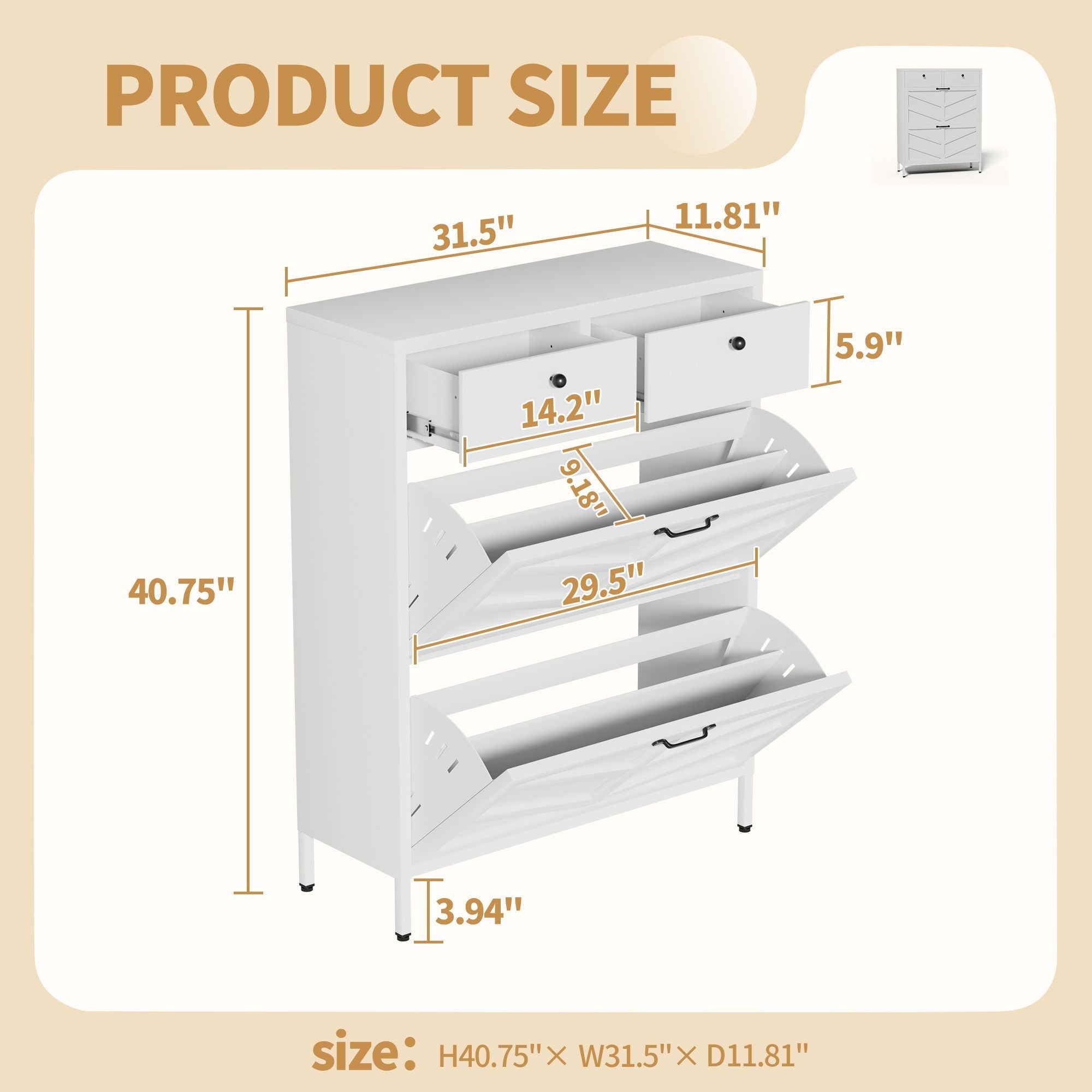 Shoe Cabinet With Flip Drawers