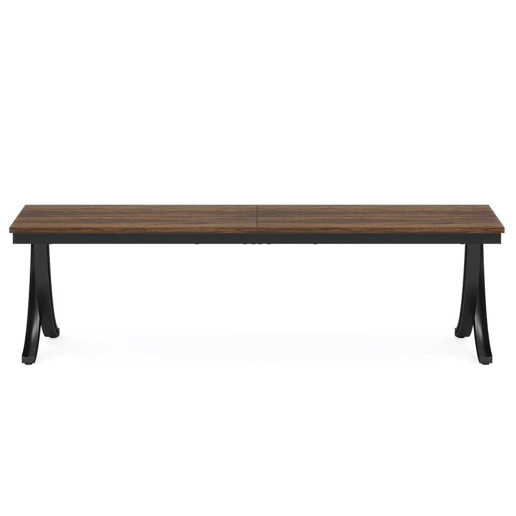 2 Person Desk With X Legs, Extra Long Office Workstation - Brown / Black