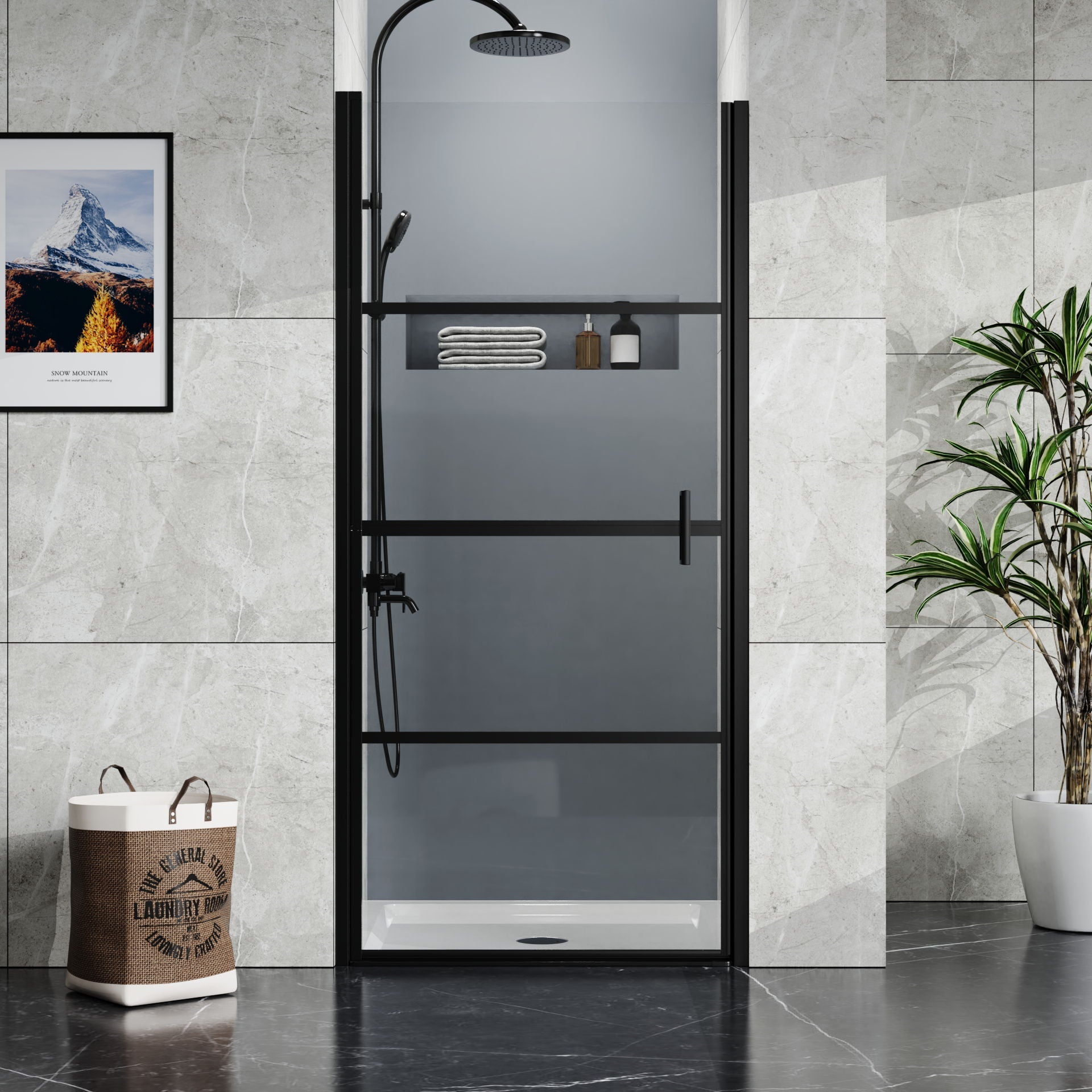 Goodyo - Centered Drain Shower With 3-Side Tile Flanges - White