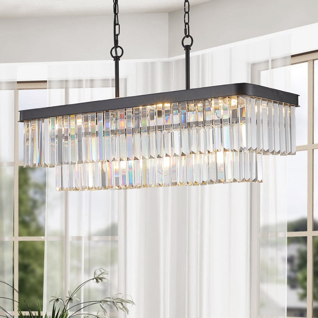 Rectangular Crystal Chandelier Adjustable