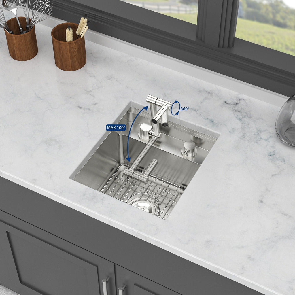 Modern Undermount Bar Sink With Folding Faucet