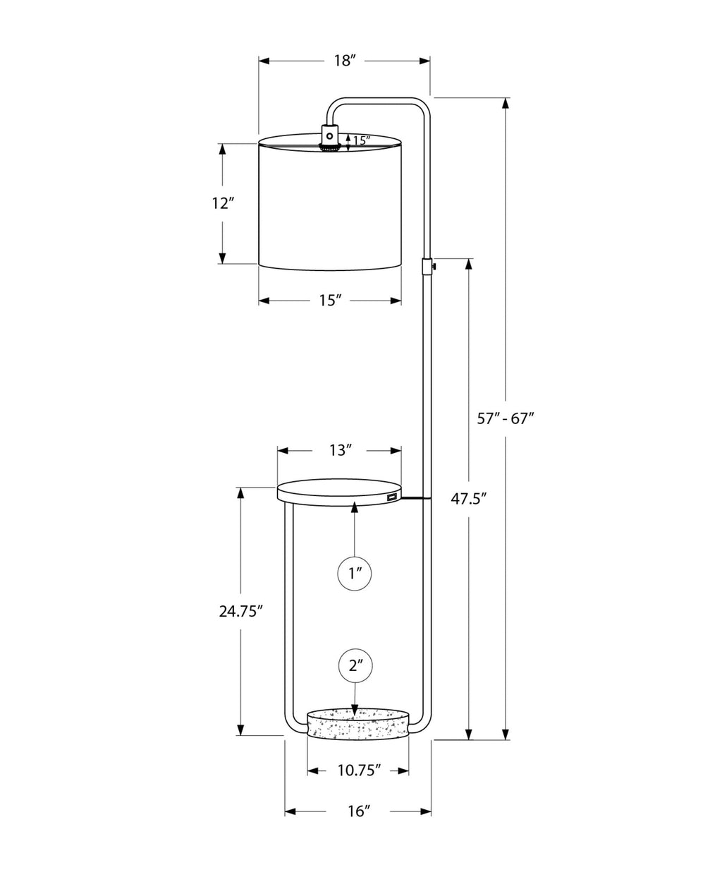 Floor Lamp USB Port Included Lighting