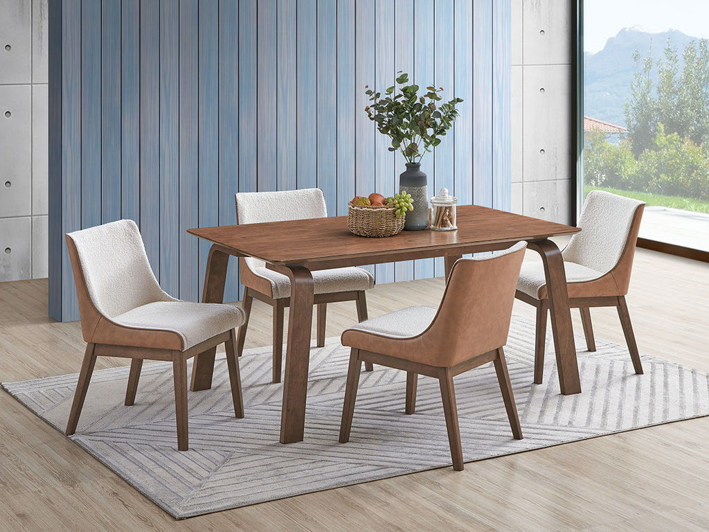 Ginny 5 Piece Dining Room Set with Side Chairs - Walnut