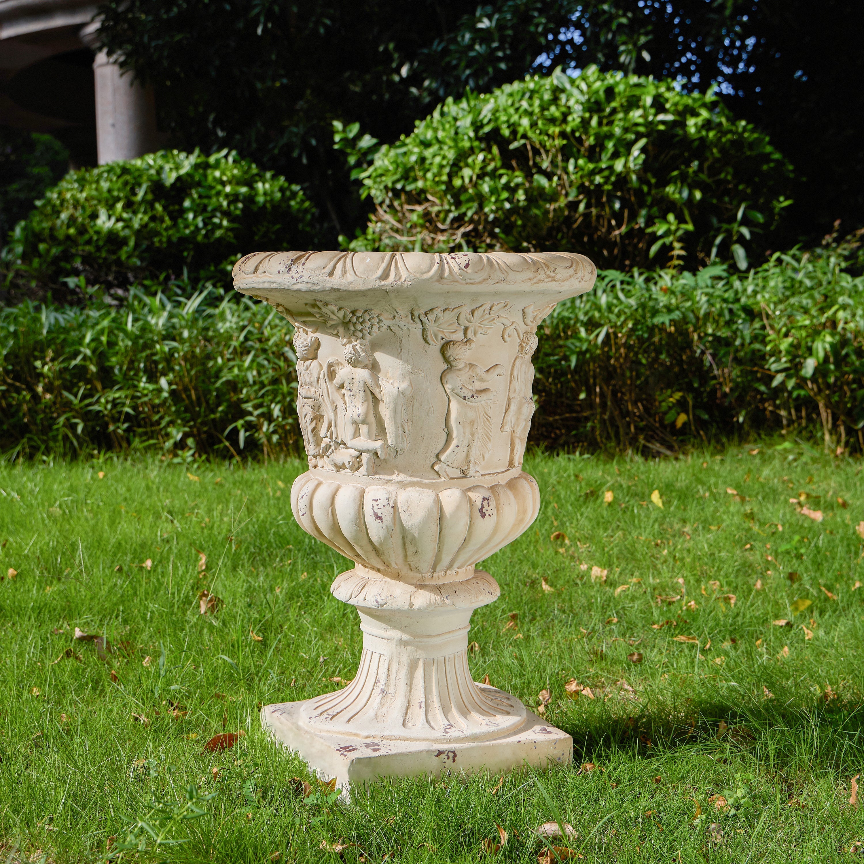Garden Urn, Antique White, 27" H