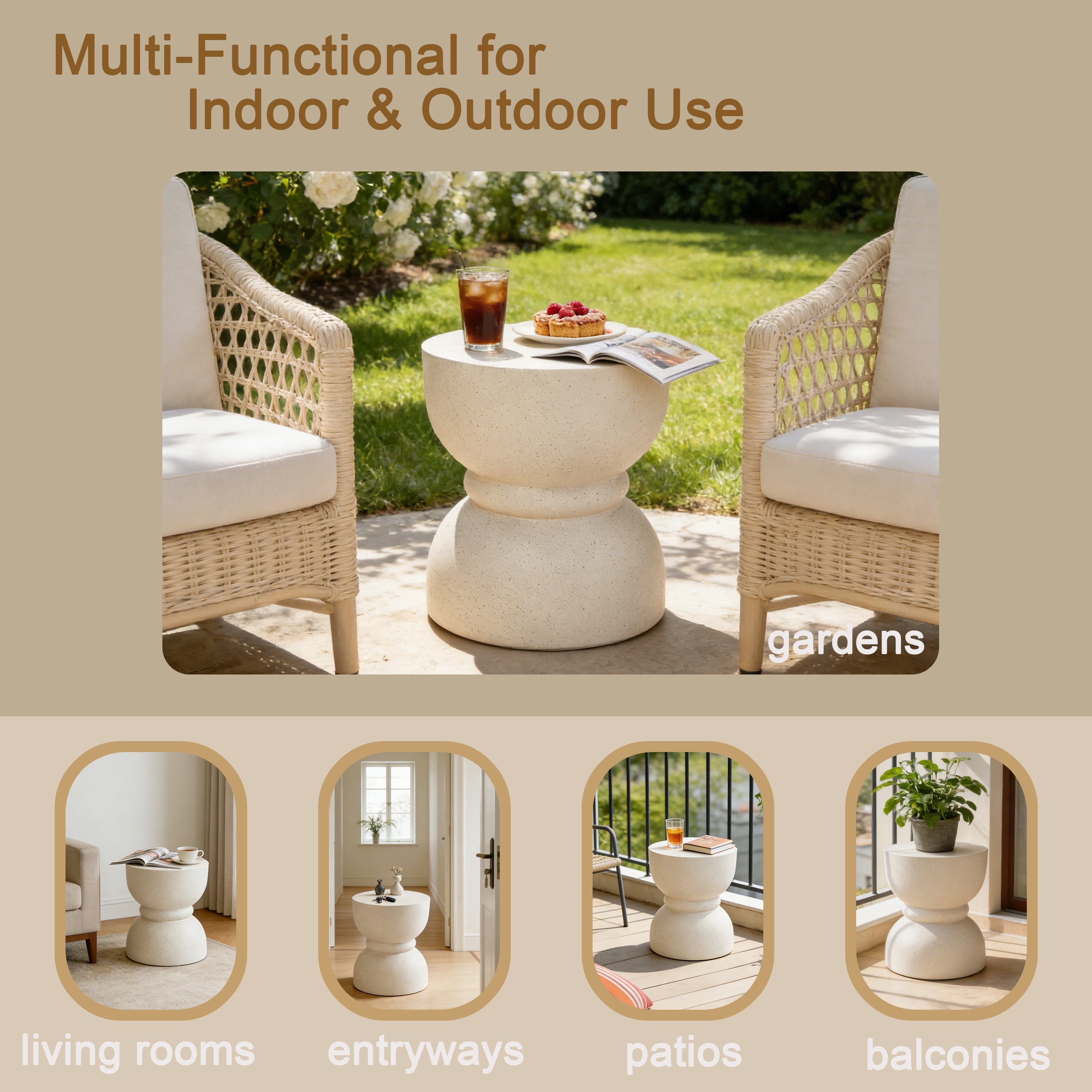 U_Style Outdoor Concrete Side Table