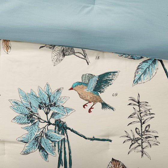 7 Piece Printed Cotton Twill Comforter Set Khaki Cal King