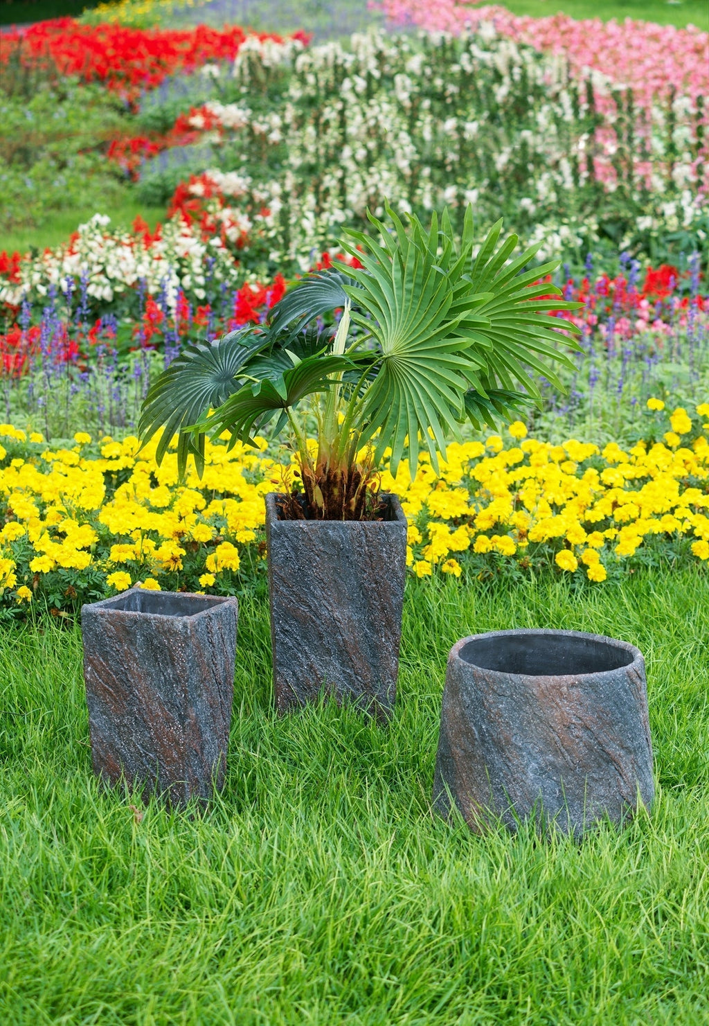 9.4x9.4x18.1' Cement Planter Large, Indoor Outdoor Garden Functional Decor