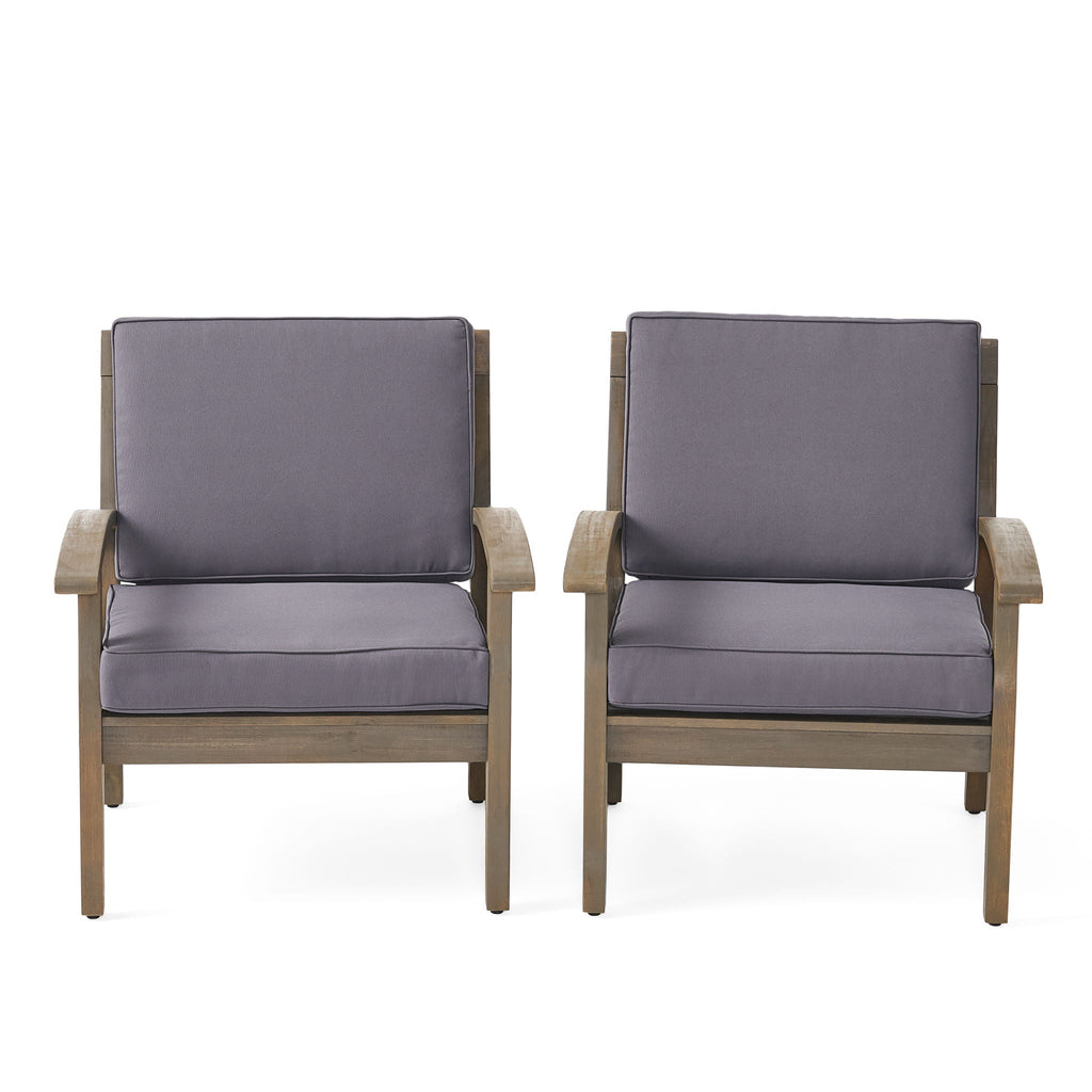 Peyton Club Chair Outdoor Seating Acacia Wood Dark Gray