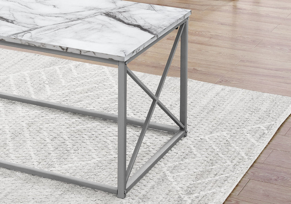 3-Piece Contemporary Living Room Table Set with Marble Look Finish