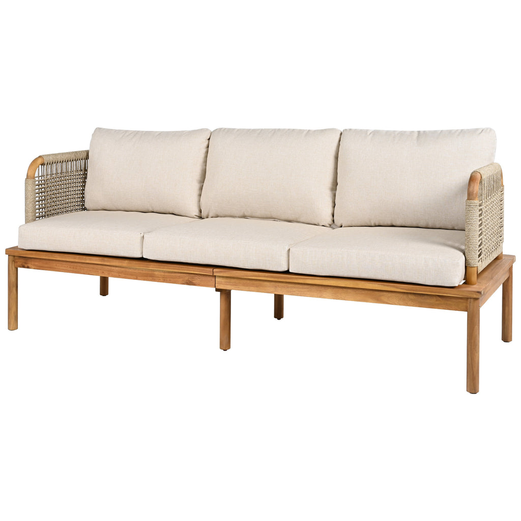 Outdoor 5-Piece Acacia Wood and Rope Patio Sofa Set