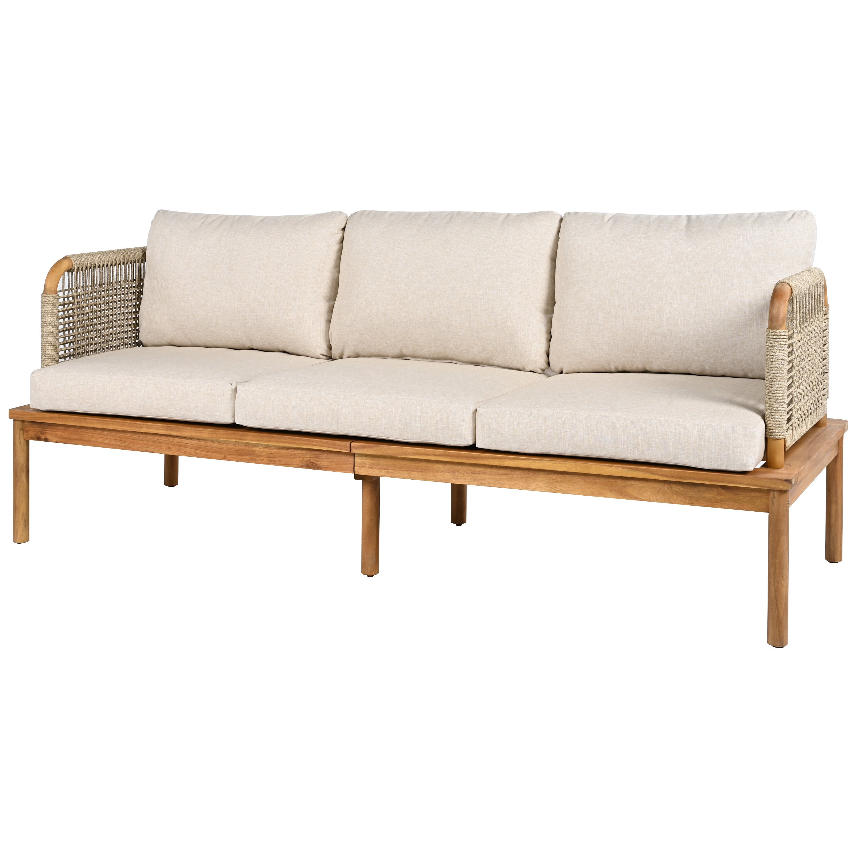 Outdoor 5-Piece Acacia Wood and Rope Patio Sofa Set