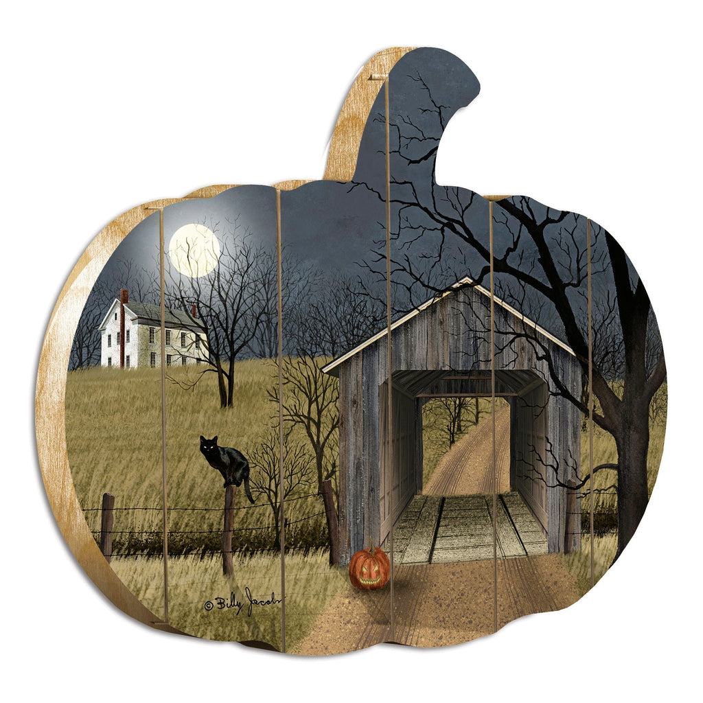 Sleepy Hollow Bridge Printed Wooden Pumpkin Wall Art