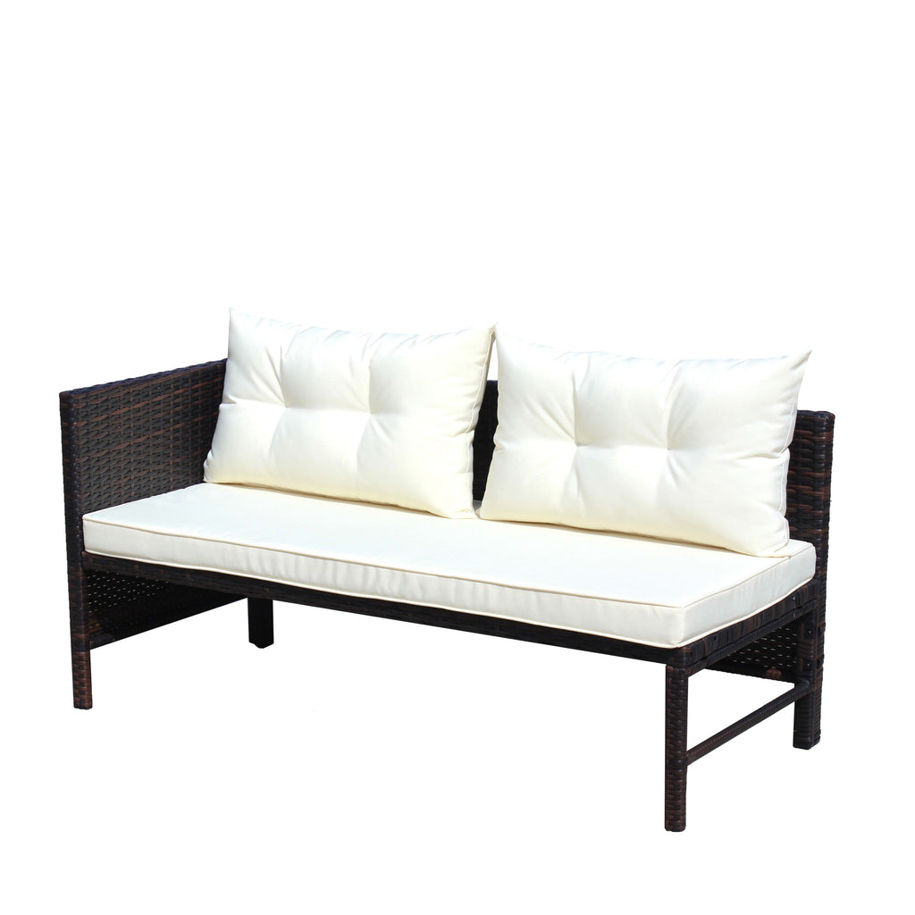 Outdoor Patio Furniture 3-Piece Conversation Set with Wicker Rattan Sectional Sofa