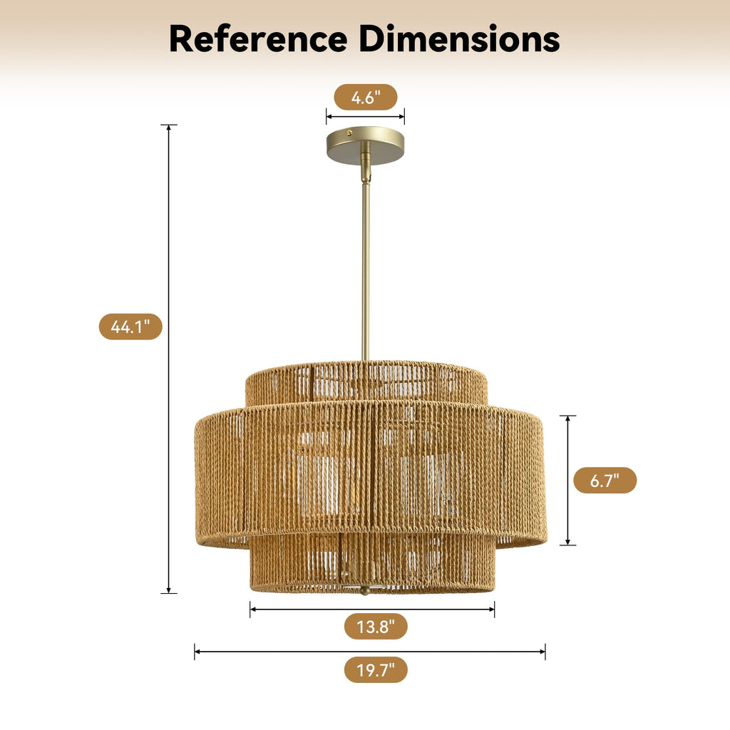 Boho Rattan 3-Light Chandelier