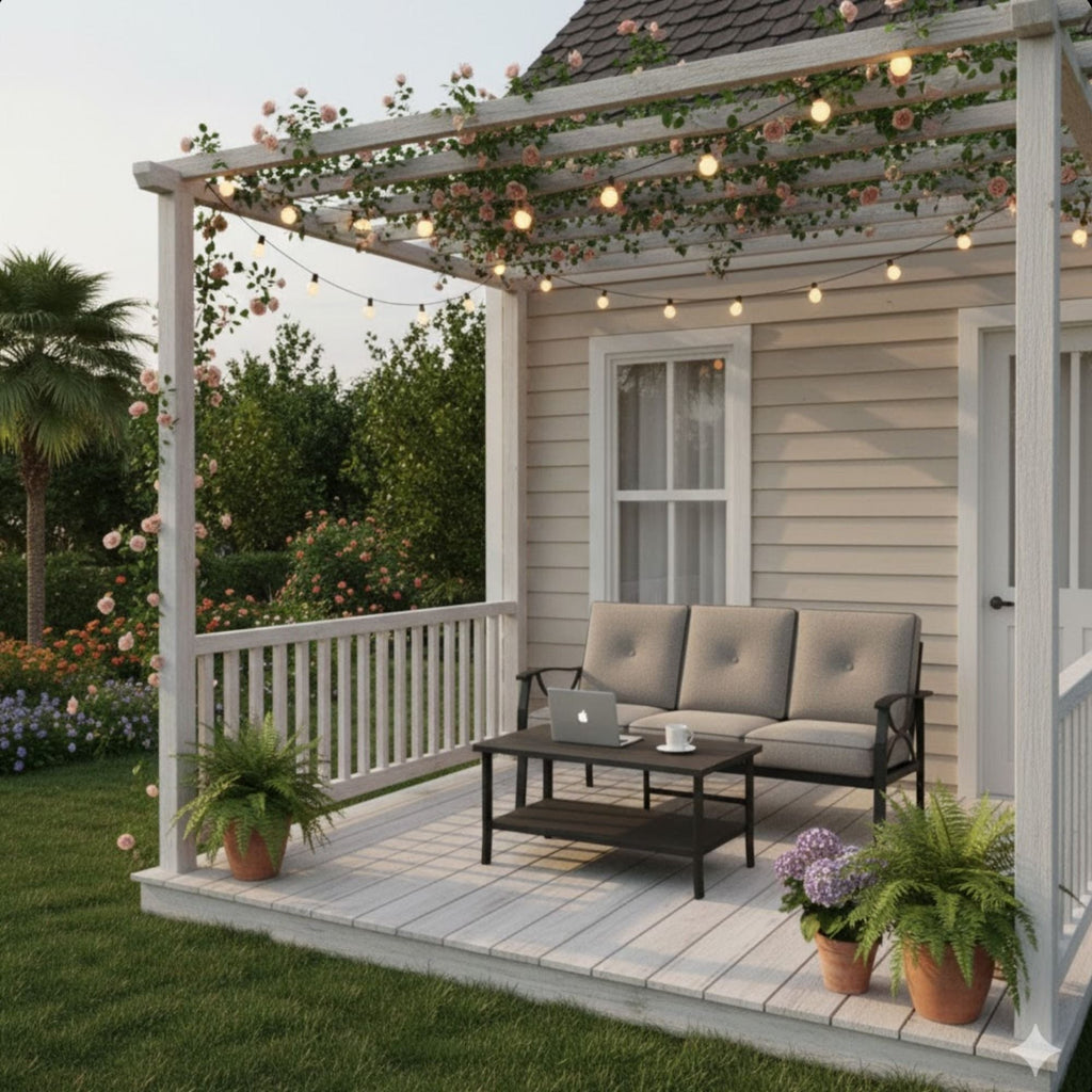 Patio Furniture Set with Coffee Table and Cushions for Backyard