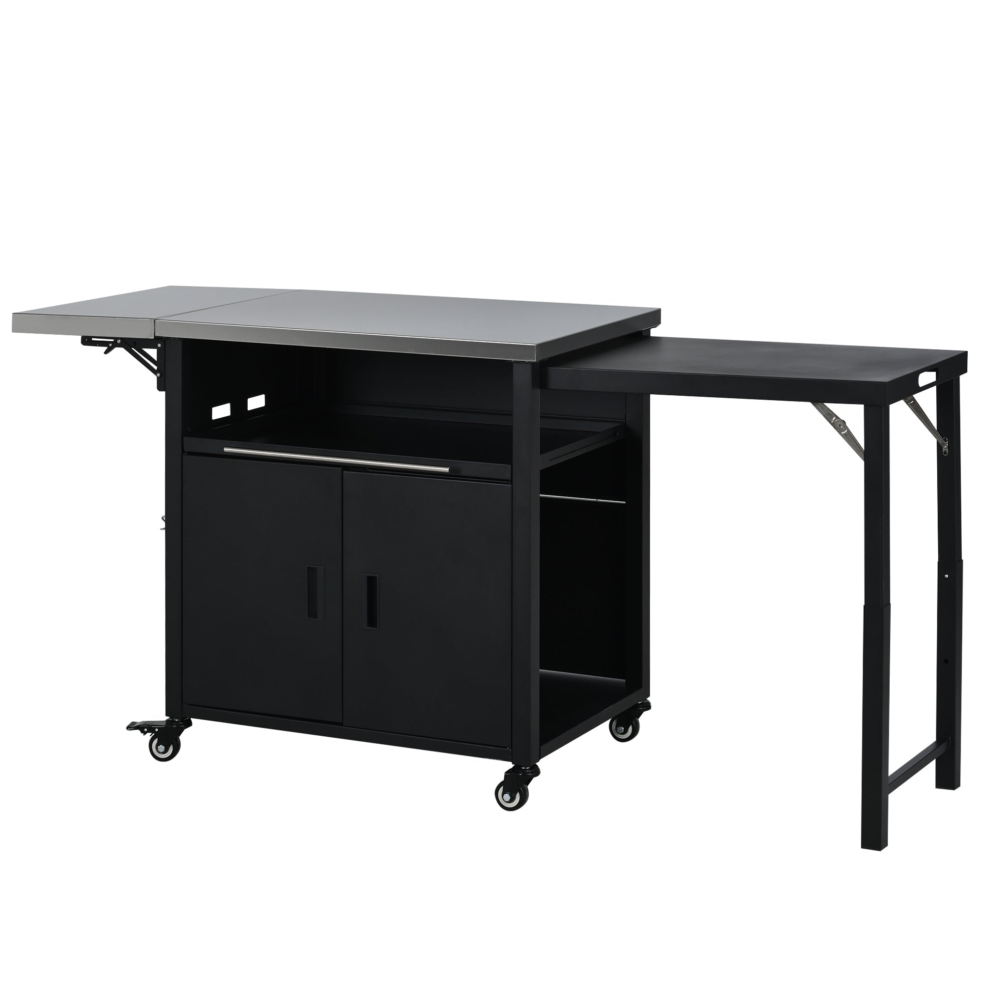 Foldable Outdoor Prep Station BBQ Cart Patio Dining Cart