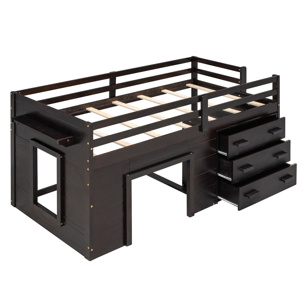 Loft Bed With Cabinet And Shelf