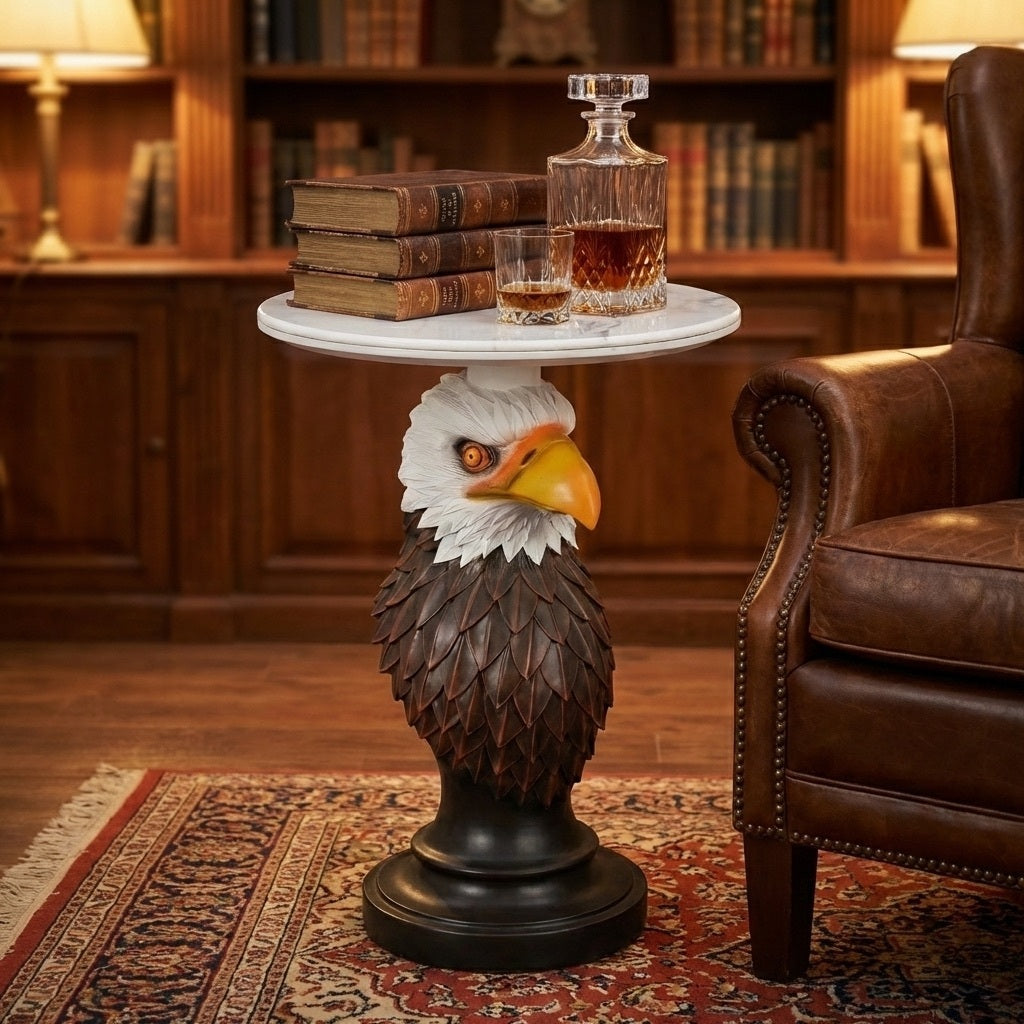 Eagle Head Accent Table Animal Statue End Table