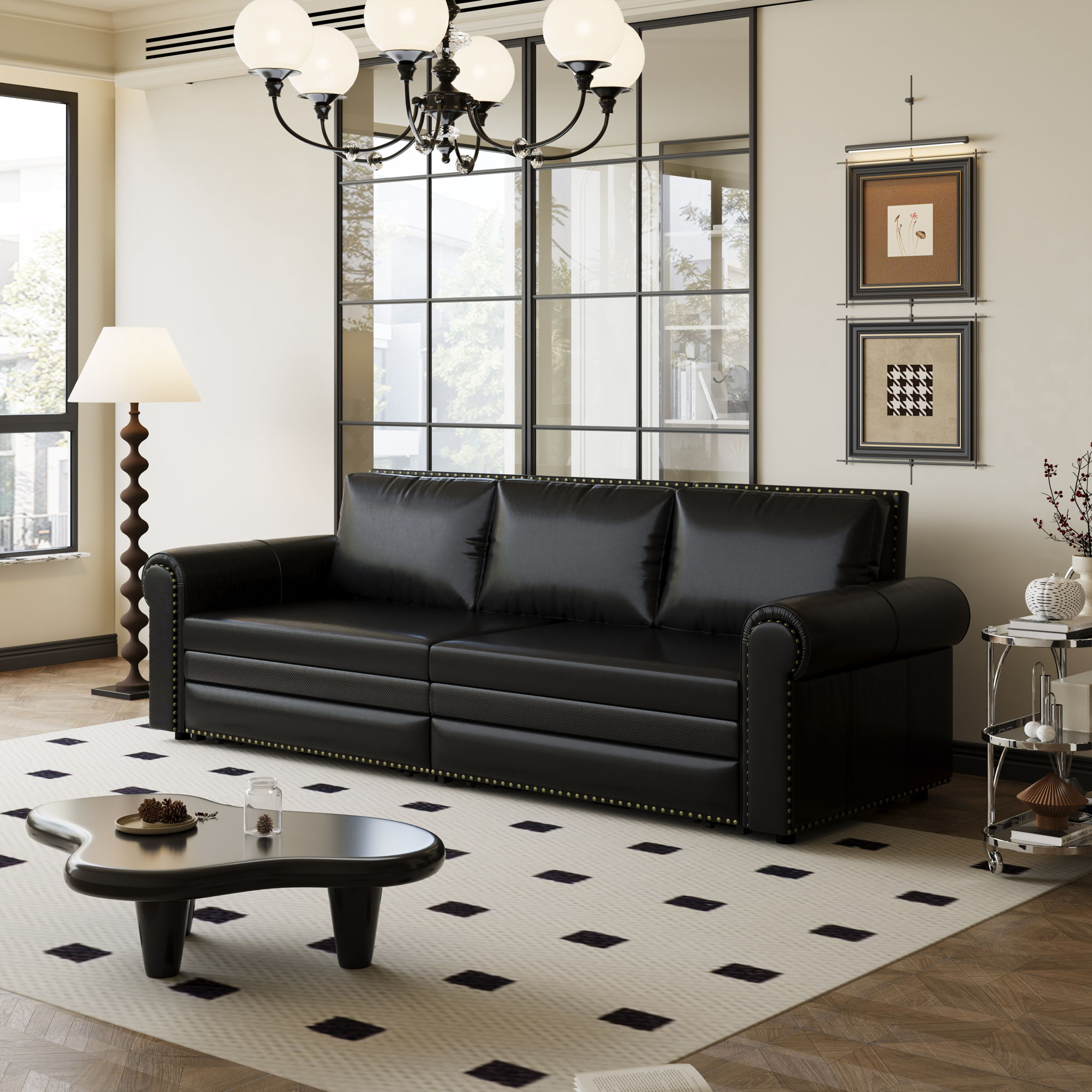 Chesterfield Sofa & Pull Out Bed