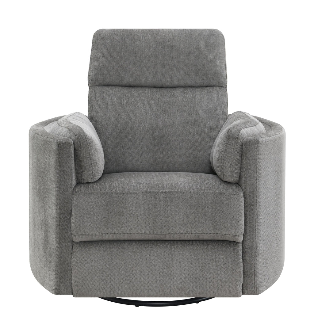 Sagen Charcoal Chenille Glider Recliner with Swivel