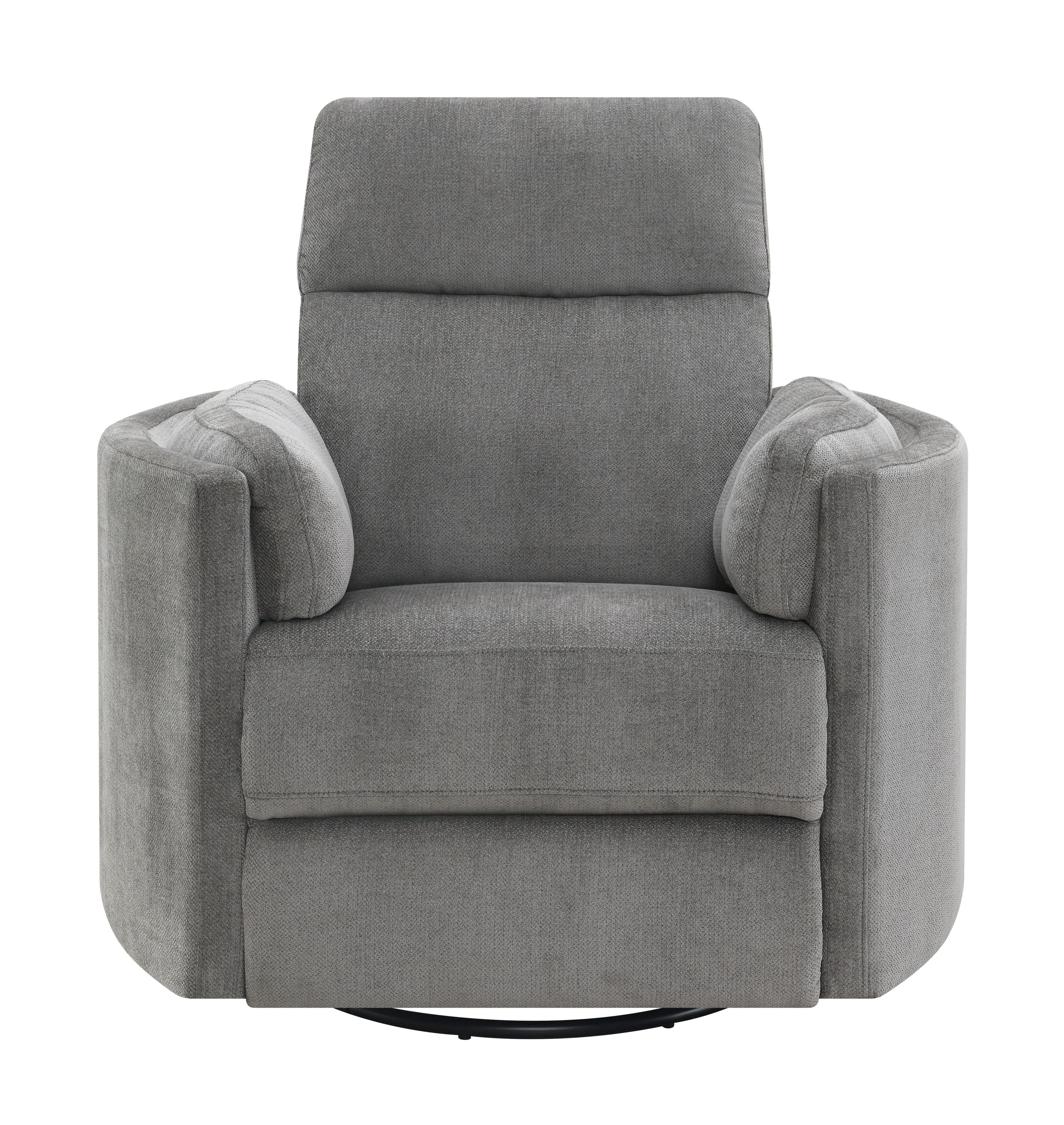Sagen Charcoal Chenille Glider Recliner with Swivel