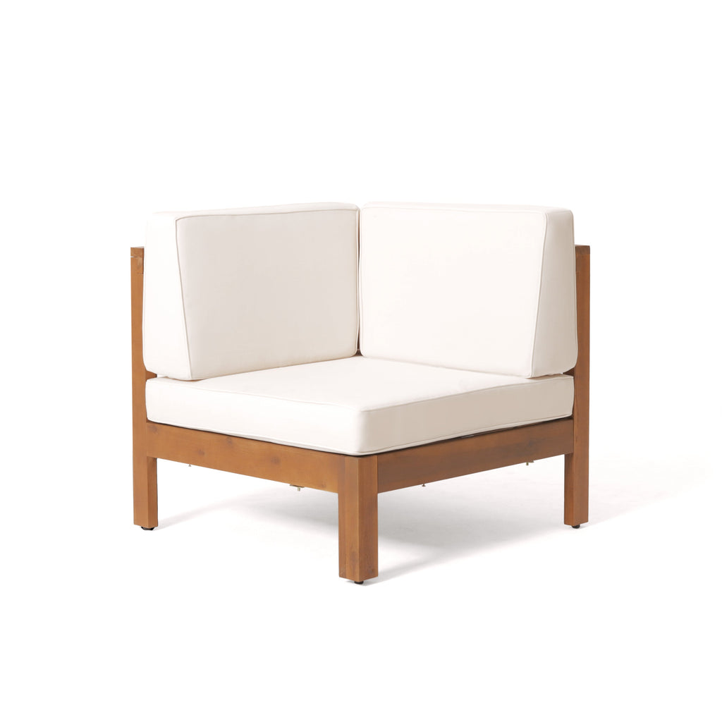 OANA Outdoor Wooden Sectional Set with Cushions, Beige