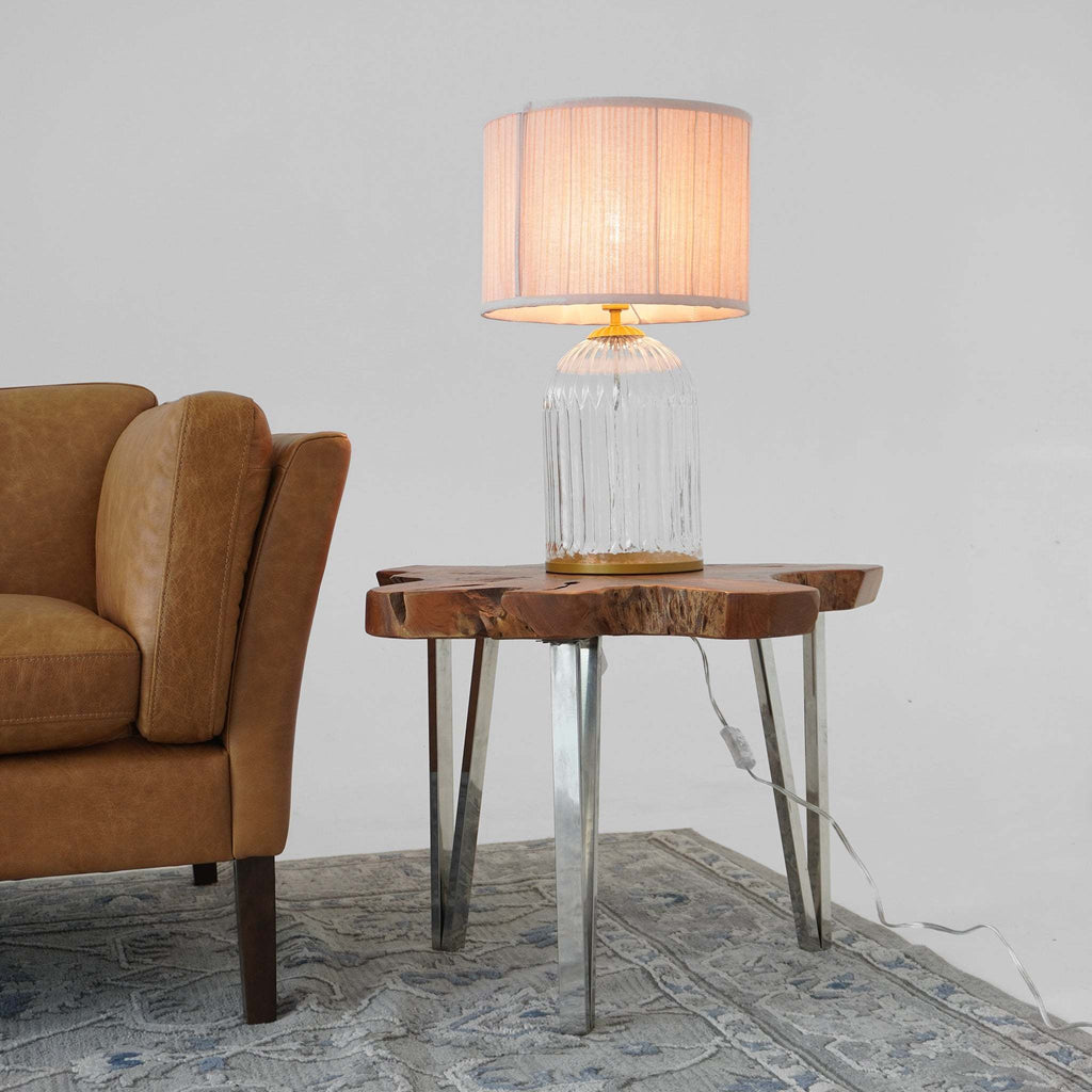 Nordic Home Romantic Solid Wood Table Lamp with LED Nebulis in Gold - Clear and Pink